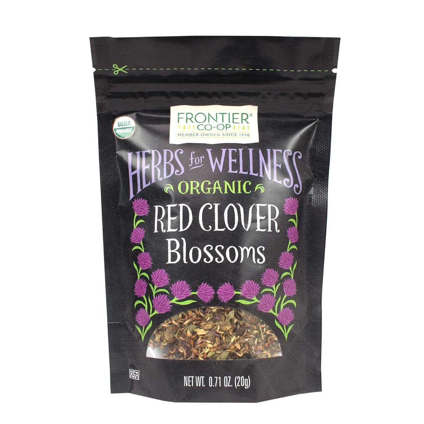 Frontier Co-op Organic Whole Red Clover Blossoms, 0.71oz - Fragrant, Natural and Versatile for Garnishes and Red Clover Tea - Kosher, Non-Irradiated
