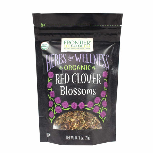Frontier Co-op Organic Whole Red Clover Blossoms, 0.71oz - Fragrant, Natural and Versatile for Garnishes and Red Clover Tea - Kosher, Non-Irradiated