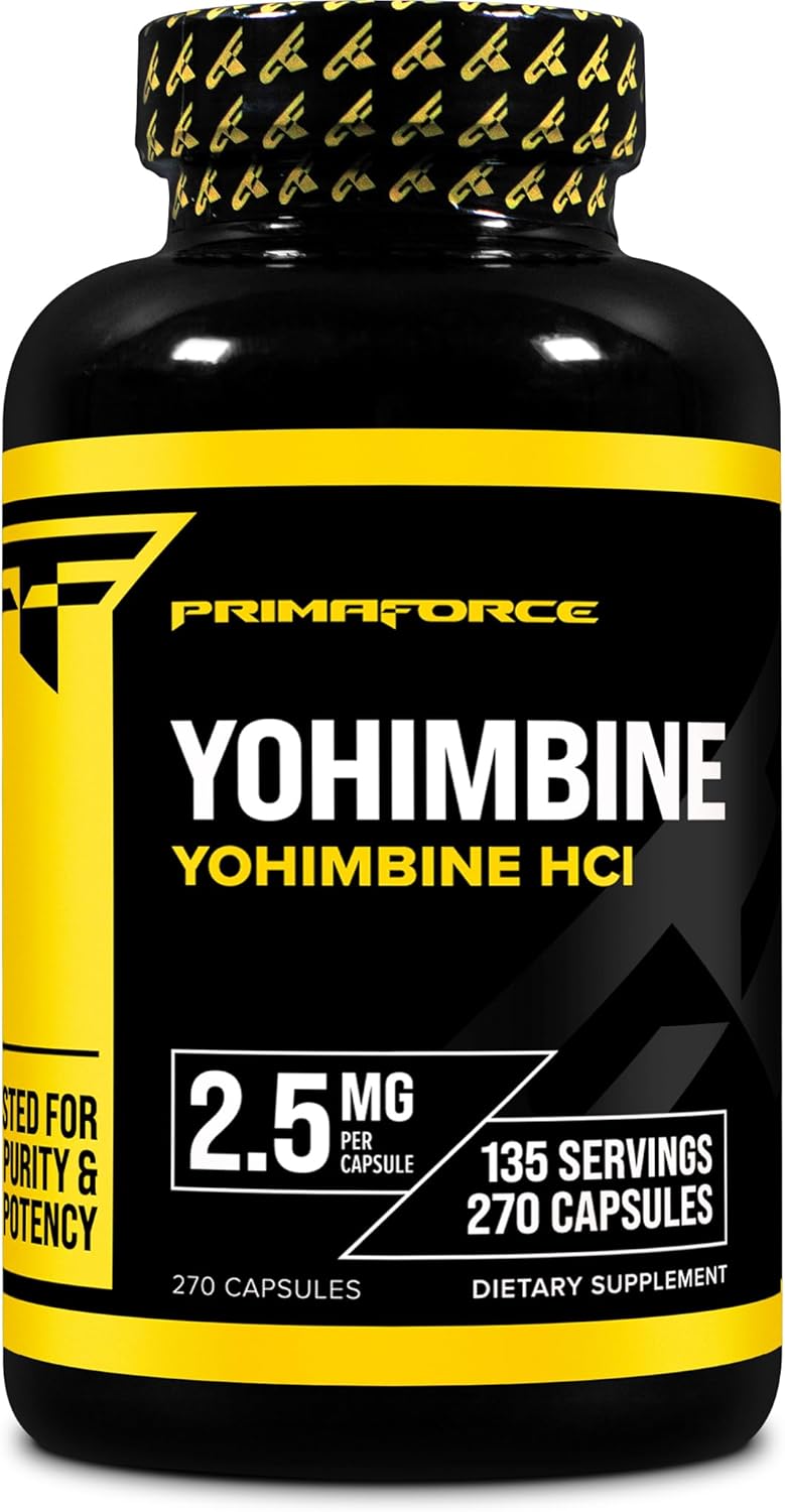 PrimaForce Yohimbine HCl 2.5mg, 270 Capsules - Premium Supplement, Boosts Performance, Zero Fillers, Non-GMO and Gluten Free