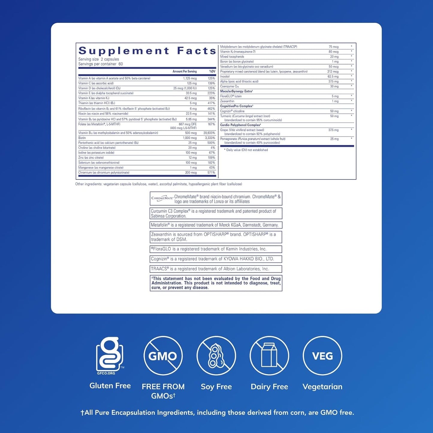 Pure Encapsulations Longevity Nutrients | Multivitamin/Mineral Complex to Support Healthy Aging, Brain Function, Eyes, Bones, and Vascular Health* | 120 Capsules