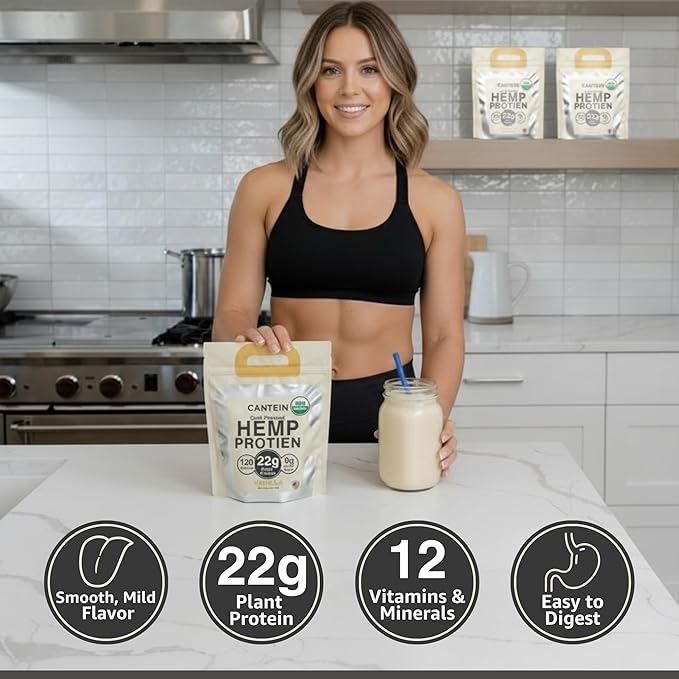 Organic Hemp Protein Powder, Plant Based and Vegan Protein Shake, Lactose and Dairy Free, Gluten Free, Clean and Natural- Vanilla (1 Serving)