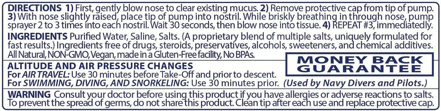 Pressureze All Natural Preservative-Free Sterile Nasal Spray for Children - Fast Relief Nasal Spray - for Sinus Allergies & Congestion | 130 Sprays, 18 ml