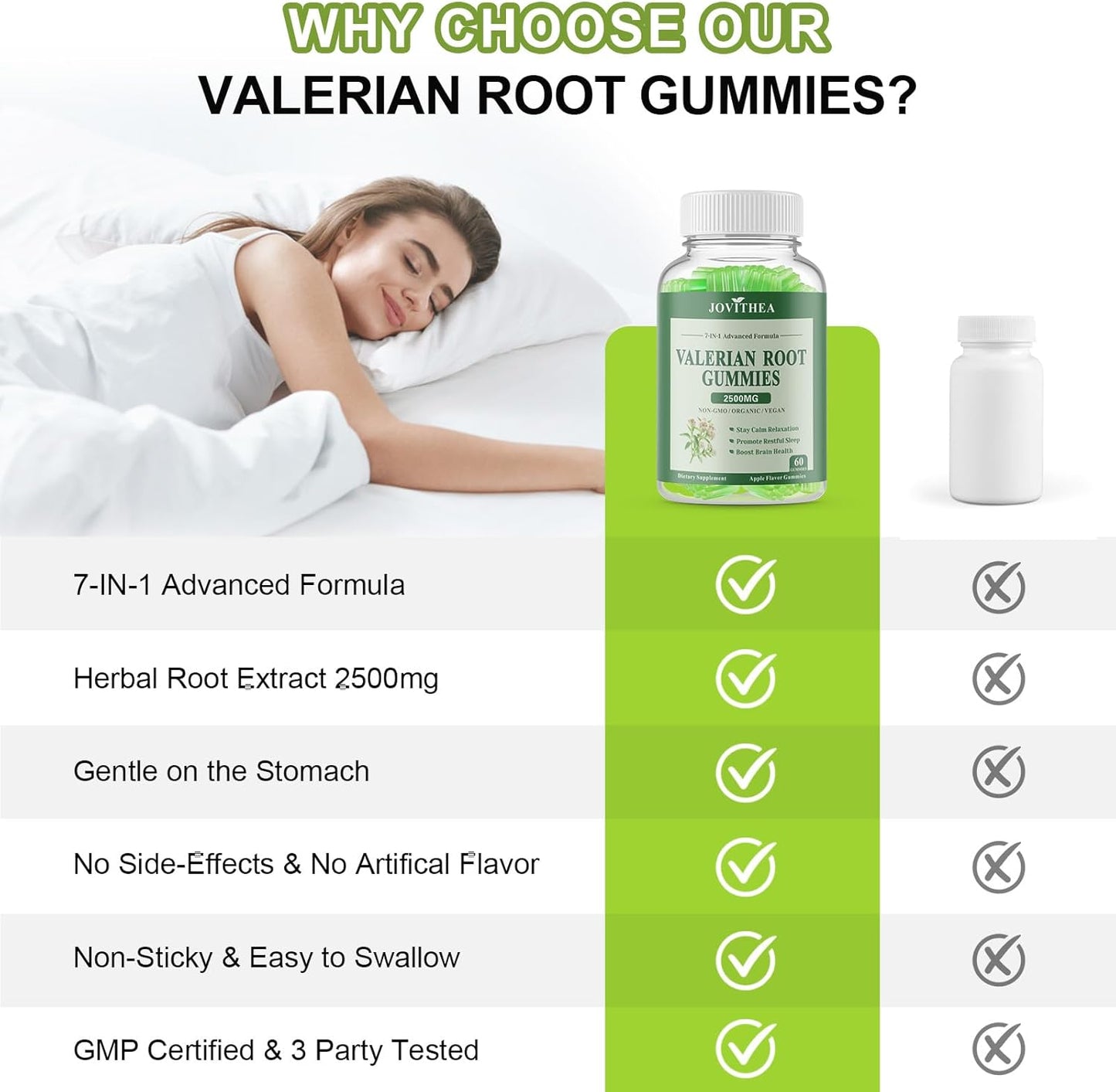 2 Pack Organic Valerian Root Gummies, Herbal Supplements for Calm & Relaxation, Natural Sleep Support for Adults & Kids, Melatonin Free, Vegan, Non-GMO, Gluten Free, Apple Flavor, 120 Count