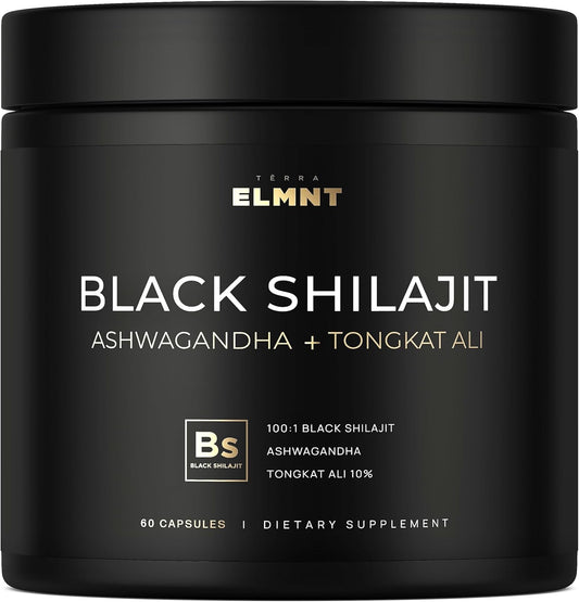 103,800mg Black Shilajit for Men 100x Strength w. Ashwagandha & Tongkat Ali 10% Extract - Ultra Pure Himalayan Shilajit Capsules 60% Fulvic Acid - Energy, Stamina & Performance Mens Health Supplement