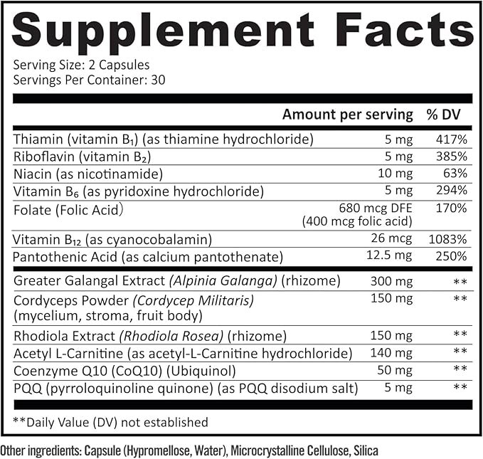 InergyPLUS | Energy Vitamins for Women, Fatigue, Natural Energy Supplements for Focus | Vitamin B12, Folic Acid, Rhodiola Rosea, Cordyceps, CoQ10, Caffeine Free | Packaging Vary | 60 Ct