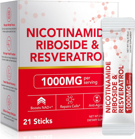 1000MG High-Pontency Liposomal NAD+ Liquid Supplement with Resveratrol & Quercetin, High Purity-Supports Cellular Longevity, Anti-Aging, Energy Metabolism | 21 Packets