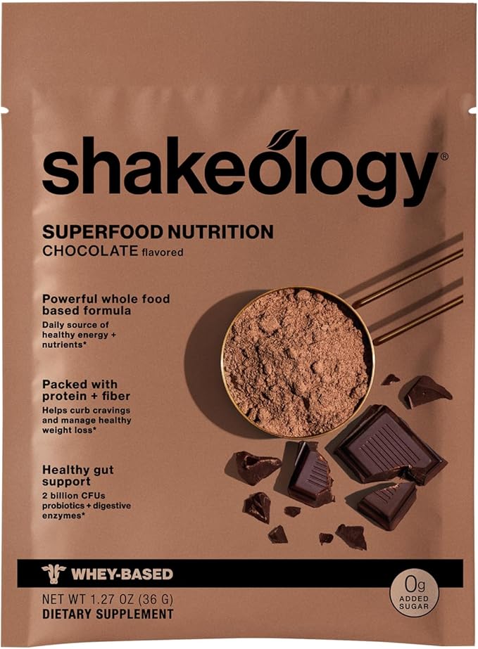 BODi Shakeology 0g Added Sugar Whey-Based Protein Powder – Gluten-Free Superfood Shake with Vitamins & Minerals – Helps Support Healthy Weight Loss & Gut Health, Chocolate, 14 Individual Packets