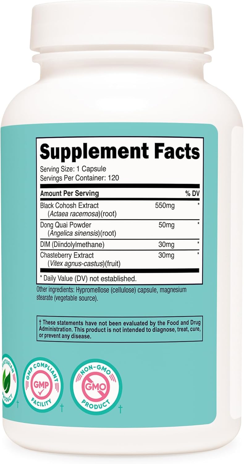 Nutricost Black Cohosh for Women 660mg, 120 Capsules - with Don Quai, DIM, and Chaste Berry, Veggie Caps, Non-GMO, Gluten Free