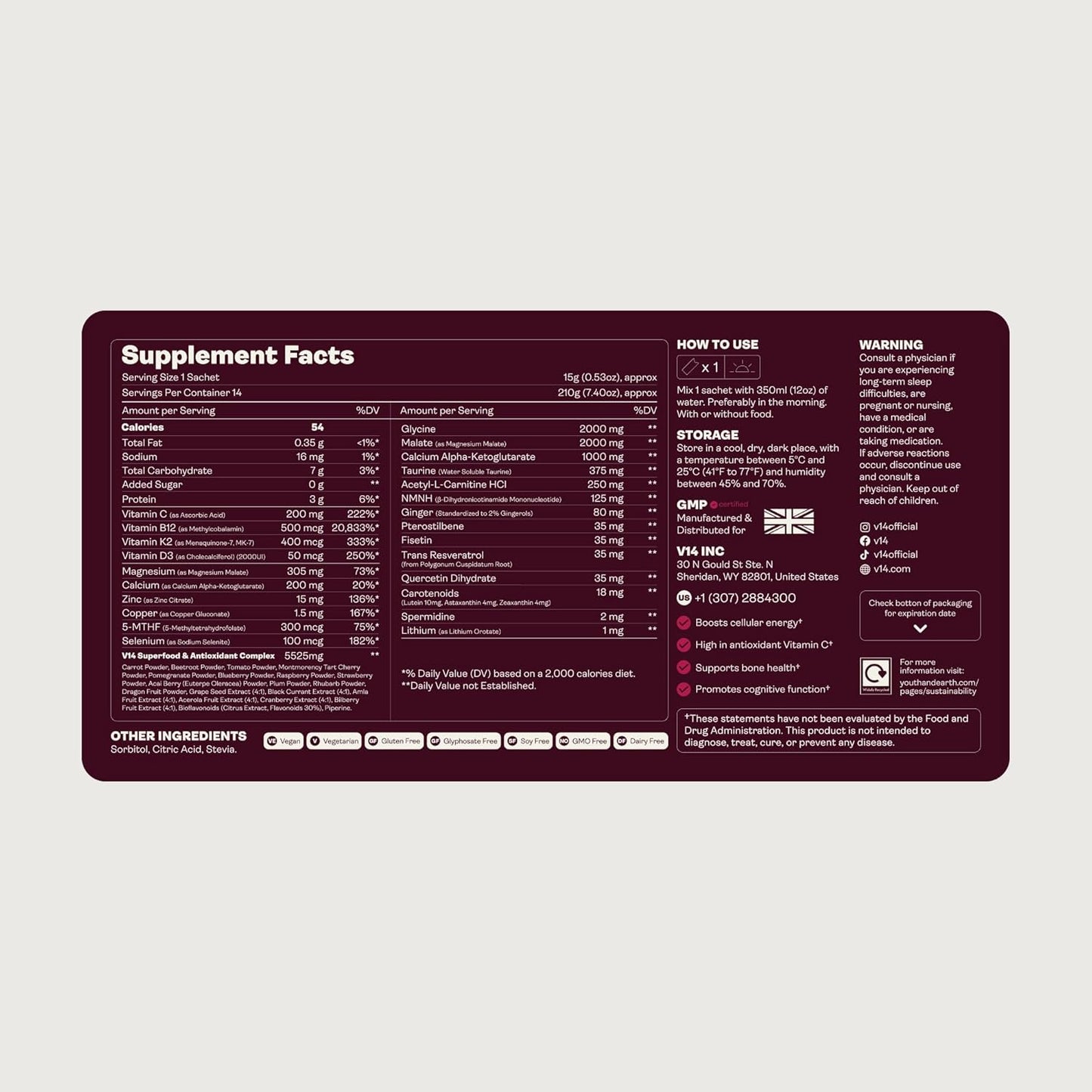 V14® Longevity Reds | 30 Servings Pouch | Premium Longevity Complex