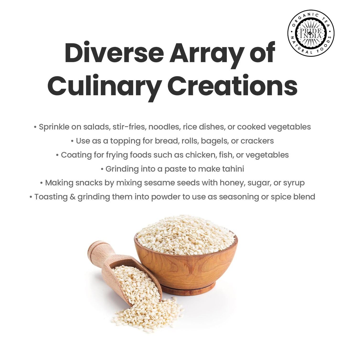 Pride of India | Sesame Seed Whole 2.3 oz (65.20 gm) Small Dual Sifter Bottle | Unhulled & Fresh | Keto-Friendly/Gluten-Free | Rich in Dietary Fiber | Ideal Seasoning for Salads/Sweets/Desserts – Easy to Use