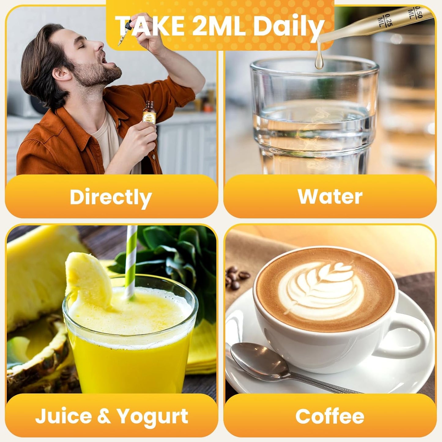 2 Pack Liquid Iron Supplement for Women, Men & Kids, Liquid Iron Drops with Folate, Vitamin C, B6, B12 for Anemia, Red Blood Cell, Energy Support, Pineapple Flavor