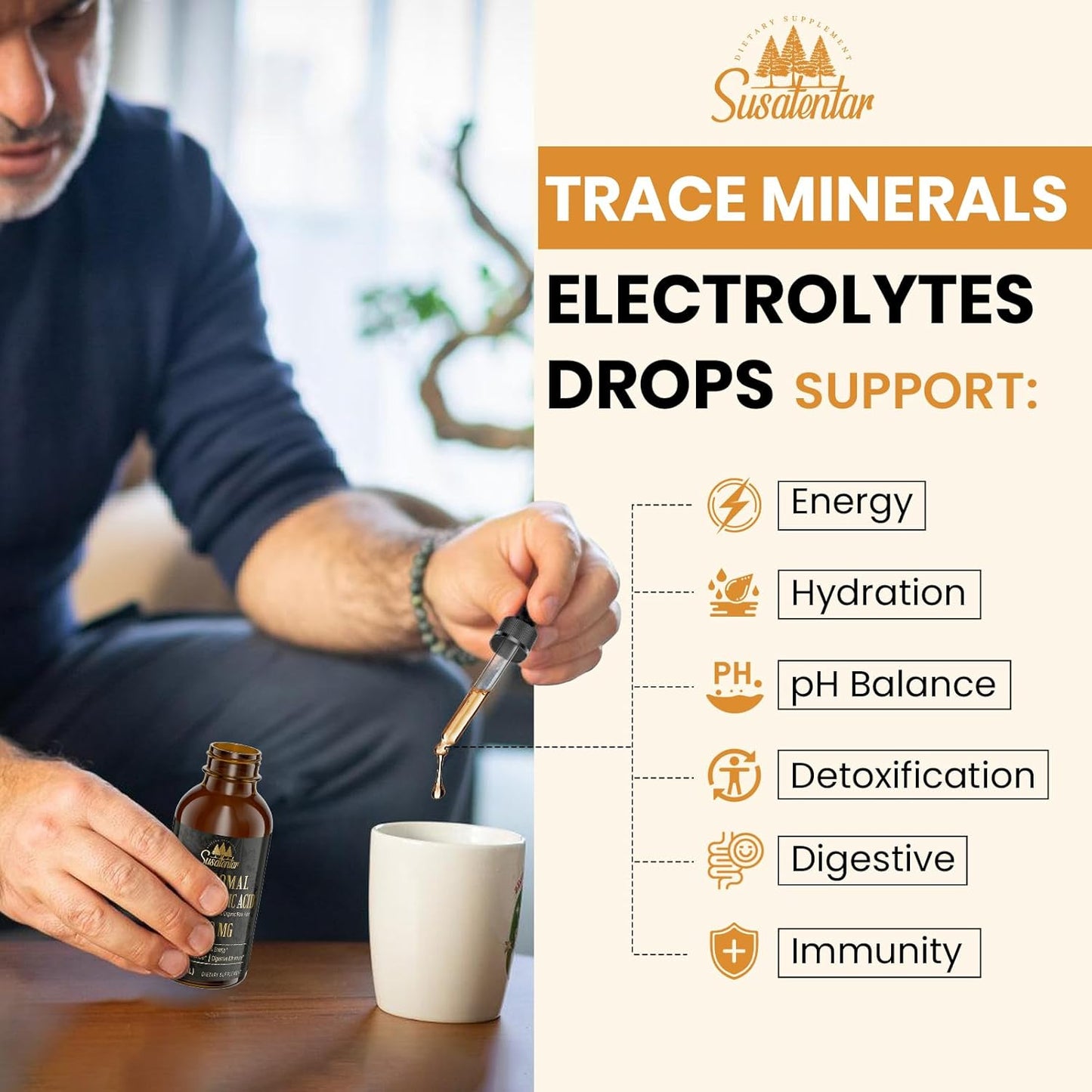 2000 MG Liposomal Fulvic Acid + Humic Acid + Trace Minerals Complex - More Potent Than Shilajit, Electrolytes Liquid Supplement with Organic Kale for Energy, Digestion, Immunity & pH Balance, 2 Oz