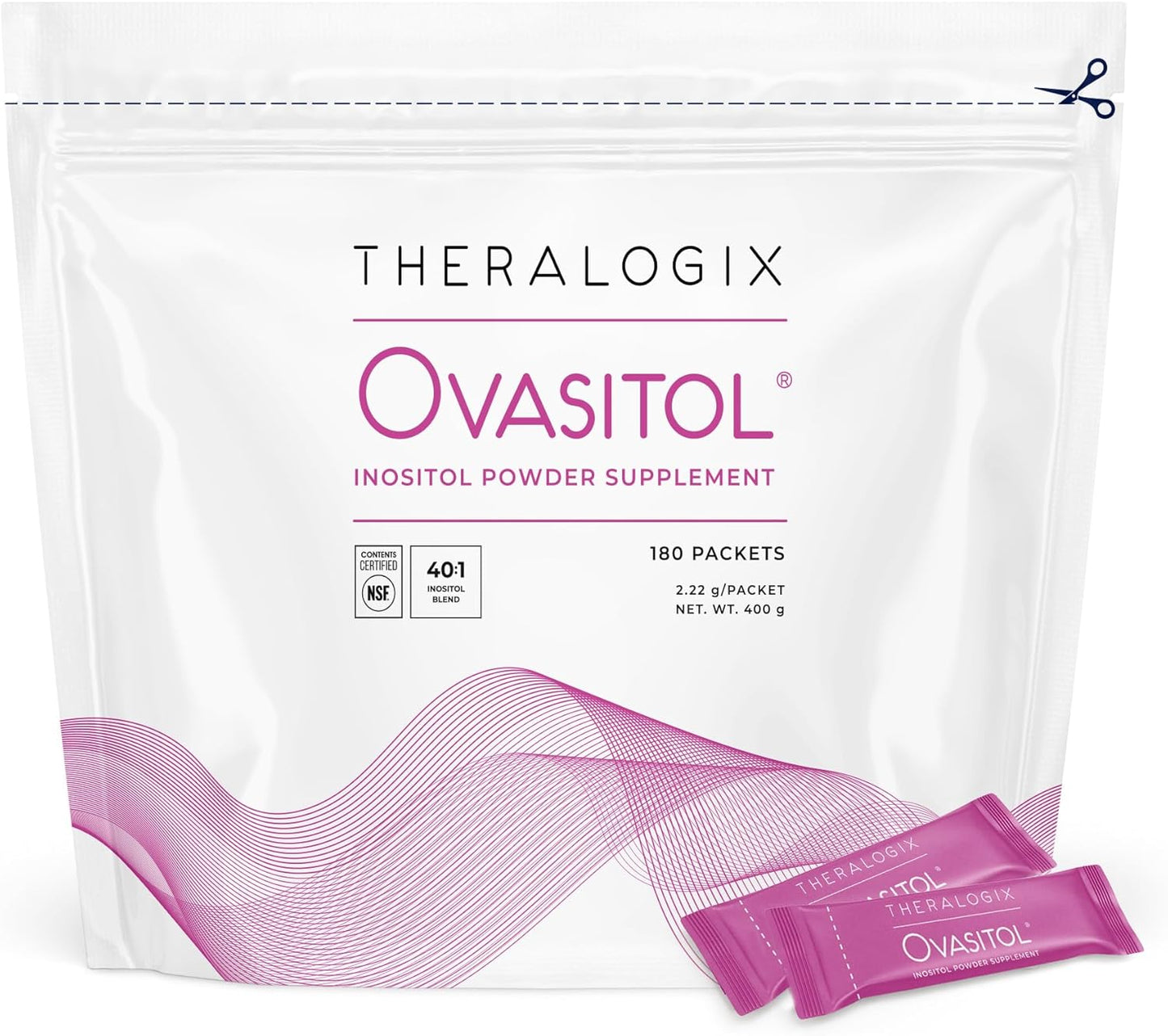 Theralogix Ovasitol Inositol Powder Packets - 90-Day Supply - Myo-Inositol & D-Chiro for Hormone Balance & Ovarian Function Support* - NSF Certified - 180 Packets