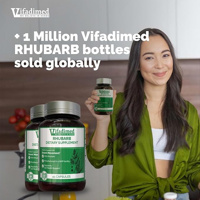 Rhubarb,Gut Motility Assist for Bowel Movement and Regularity,Constipation Relief,Bloating & Gas Relief,Mucus Production Activator,Lining & Microbiome Support, 90 Capsules