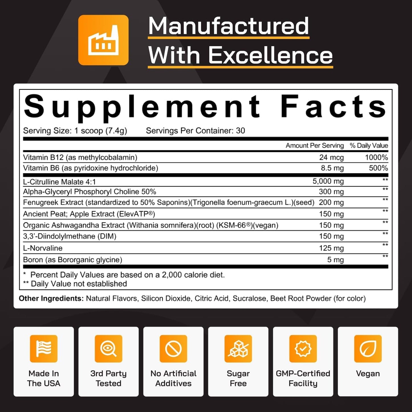 Flow - Nitric Oxide Supplements for Men - 5,000mg L-Citrulline, Supports Blood Flow, Recovery & Endurance - Nitric Oxide Booster, Ashwagandha, Fenugreek | Apple Berry, 30 Servings