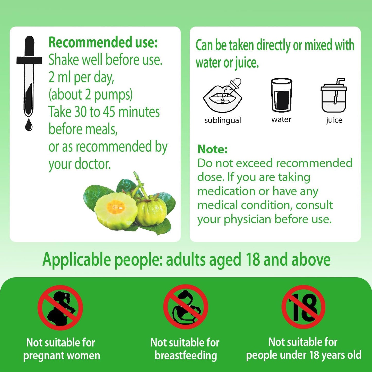 3-in-1 Garcinia Cambogia Liquid Drops - Natrual Extract with Green Coffee Bean & Vitamin C - Support Health and Wellness - Stronger Than Pills & Capsules - Natural Raspberry Flavor - 2 fl oz (60 ml)