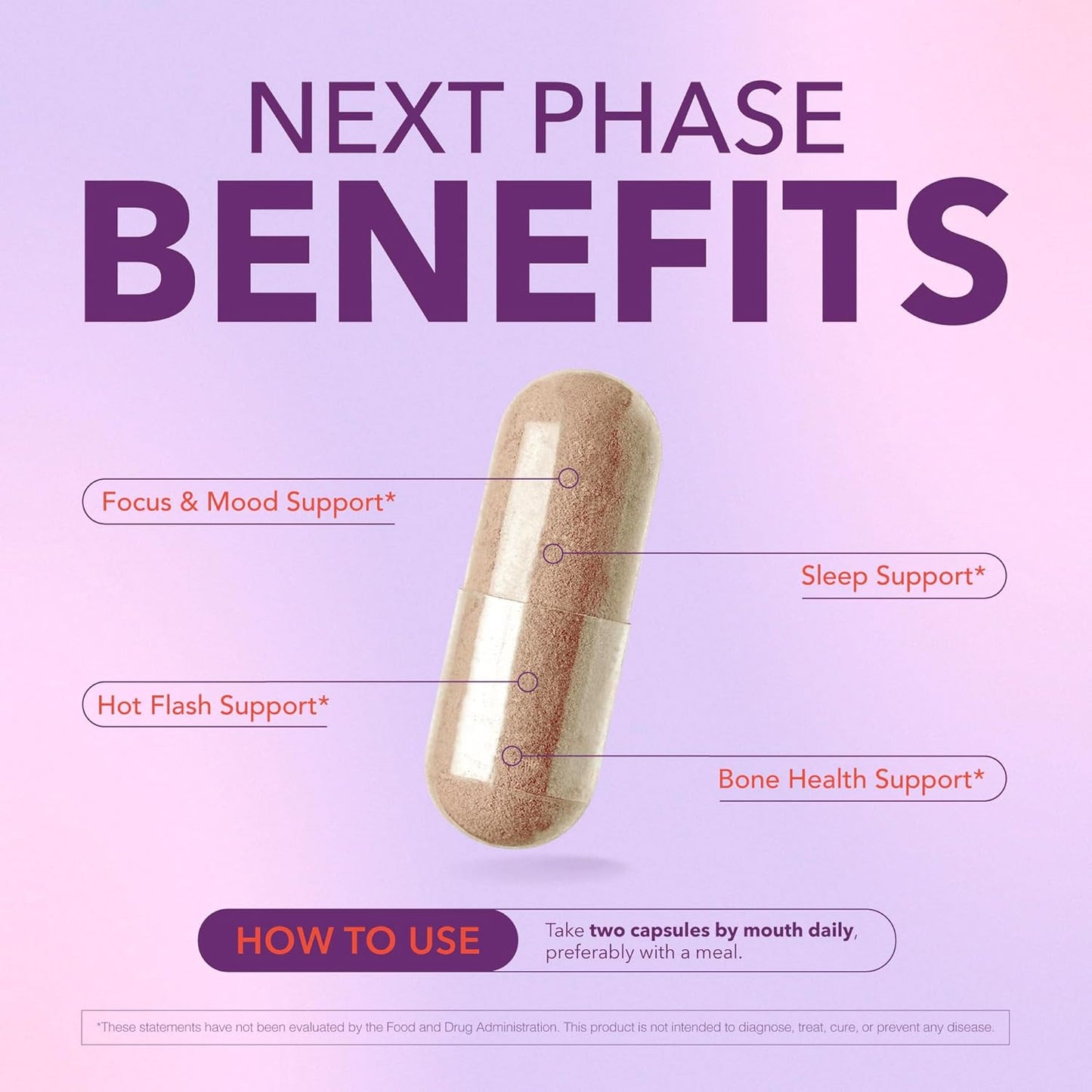 Menopause Support Supplement for Women, Hot Flash, Sleep, Mood & Focus Support, Hormone-Free with Maca, Ginseng, Chamomile & Saffron, Non-GMO, 60 Capsules, 30 Day Supply