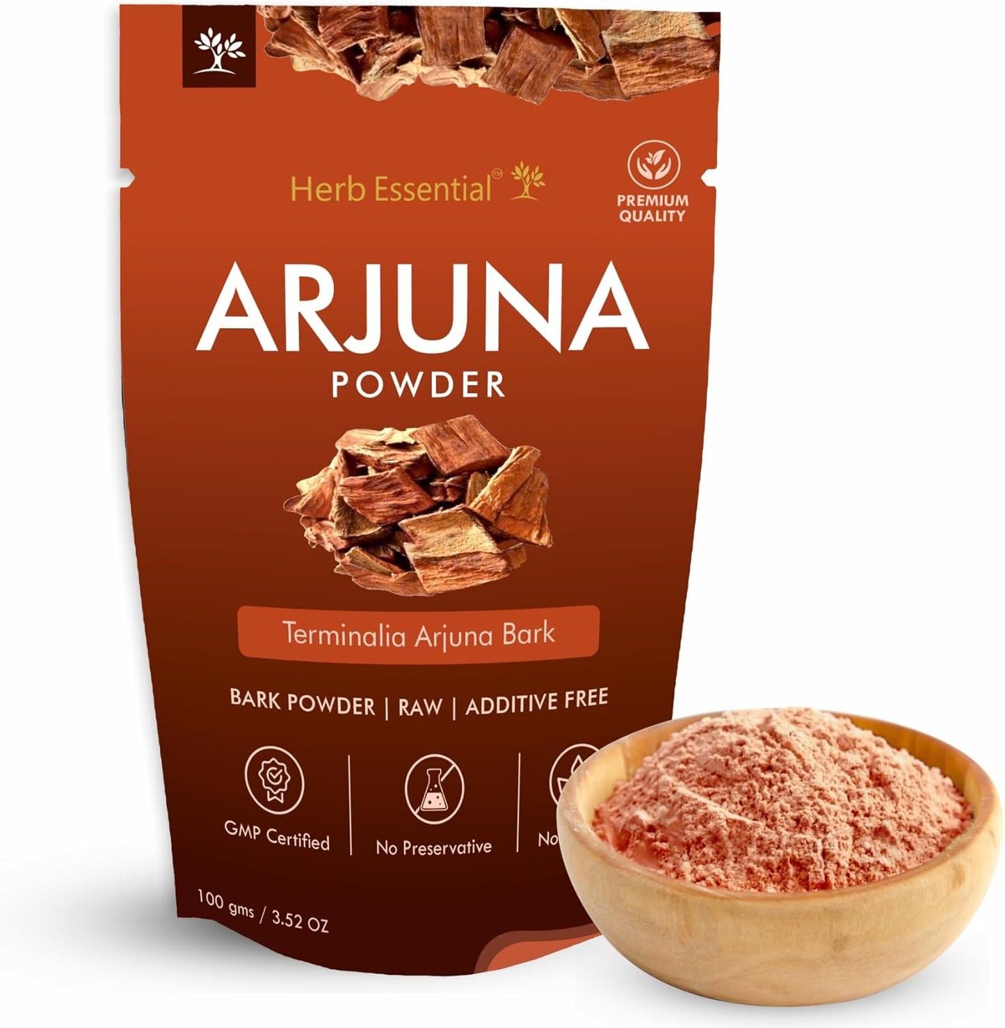 3.52 Ounce Arjuna Powder, Terminalia Arjuna Bark Supplement, Polvo de corteza de Arjuna, No Preservatives, Vegan and GMP Certified- 3.52 Ounce (100g Pack of 1)