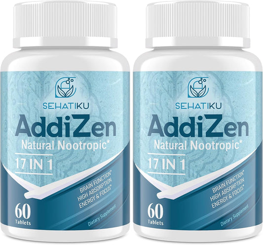 17-in-1 Brain Supplement for Memory and Focus | Natural Nootropics Brain Supplement for Brain Cognition, Energy | High Absorption | L-Theanine, Phytonutrient Blend and Vitamins B6, B12 | 2 Bottles