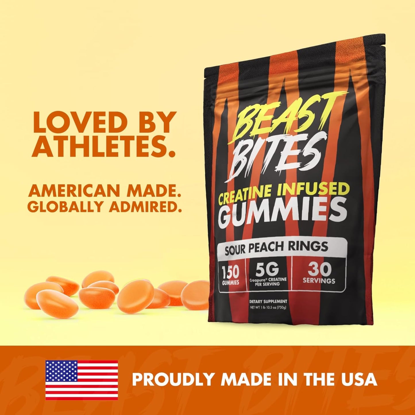 Creatine Infused Gummies - 5g Creapure Creatine Monohydrate Per Serving - NSF Certified for Sport - 30 Servings