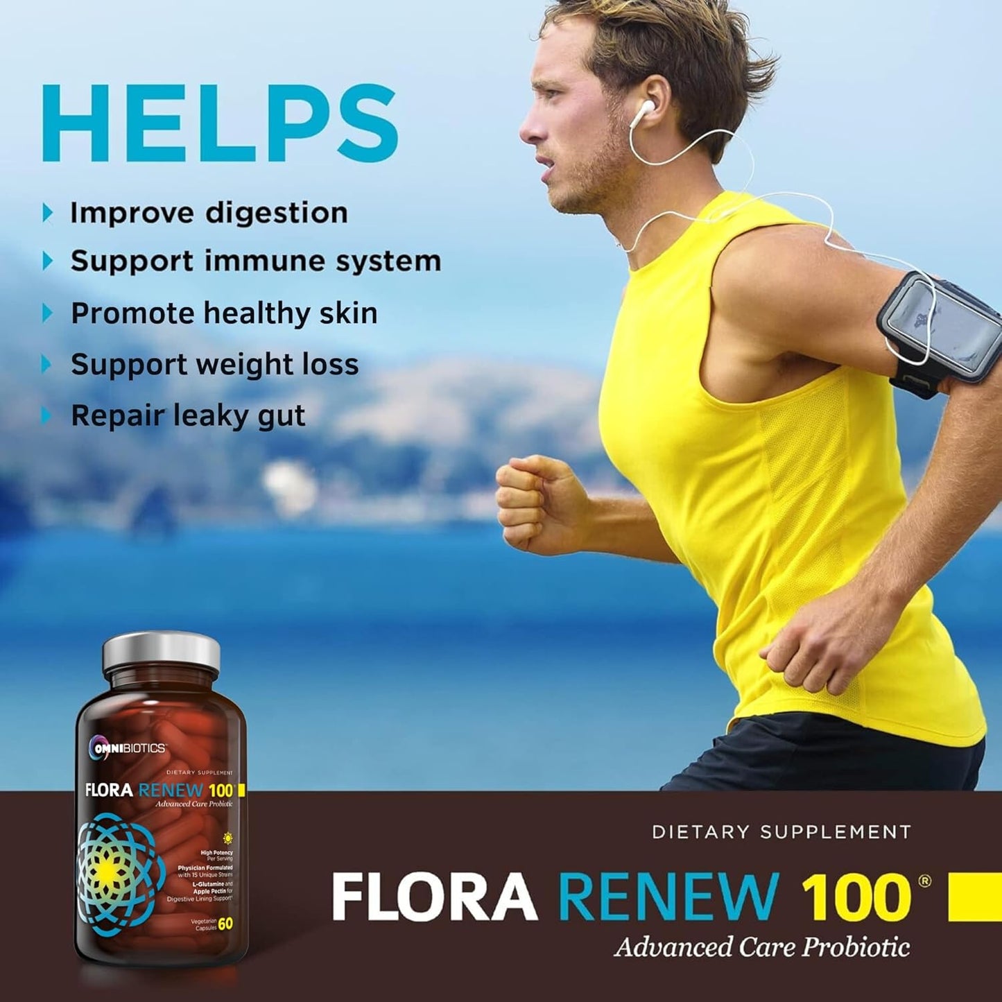 100 Billion Probiotics - 15-Strain Probiotic for Women & Men, DRCaps Delayed Release, Prebiotics, L-Glutamine, Apple Pectin, Gut Lining Support, Shelf Stable, Non-GMO, 60 Vegan Capsules for Adults