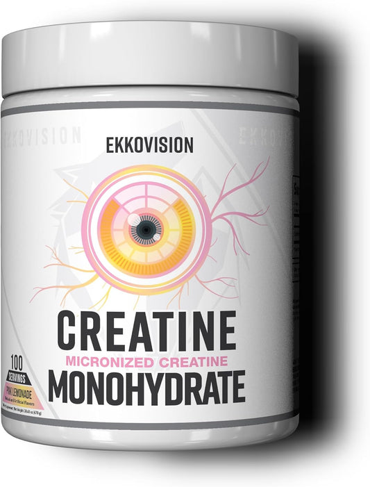 Creatine Monohydrate Powder, Micronized, Pink Lemonade, Pre Workout & Post Workout Supplement for Men and Women, Energy Support, Easy to Mix in Shakes, Smoothies & Beverages, 100 Servings