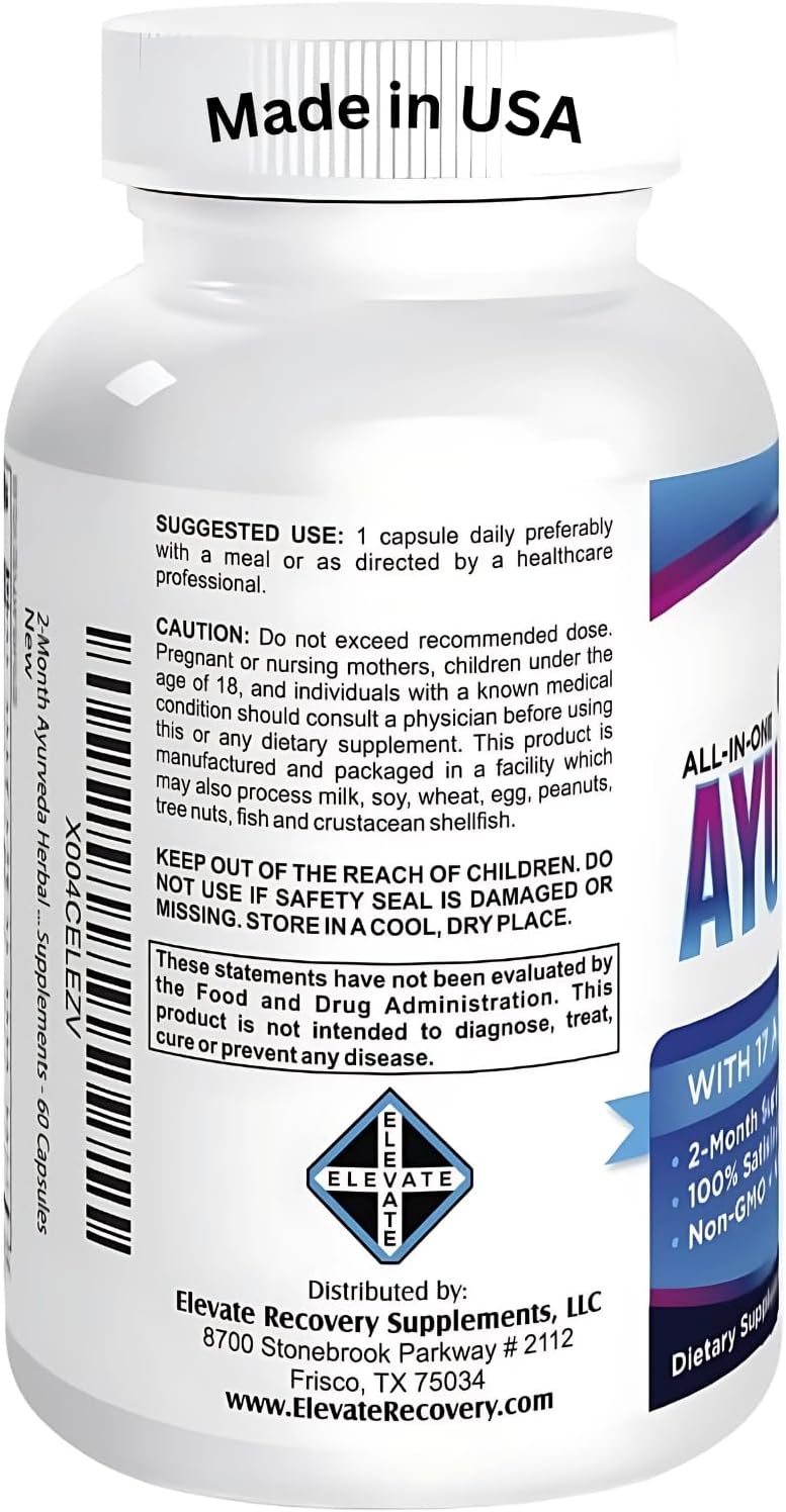 17-in-1 AYURVEDA Supplements (2-Month Bulk Supply) | Traditional Blend of Ayurvedic Herbs | Overall Health & Wellness Support Supplement | Strong Mind, Body & Spirit | Ayurveda Products | 60 Capsules