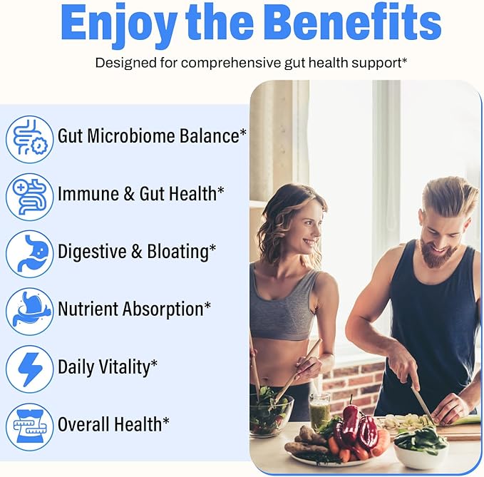 (180 Capsules) Probiotics for Women & Men, 5-in-1 Probiotic, Prebiotic, Postbiotic, Organic Herbs & 16 Digestive Enzymes Blend, 300 Billion CFU, Complete Gut Health, Digestive Health & Immune*