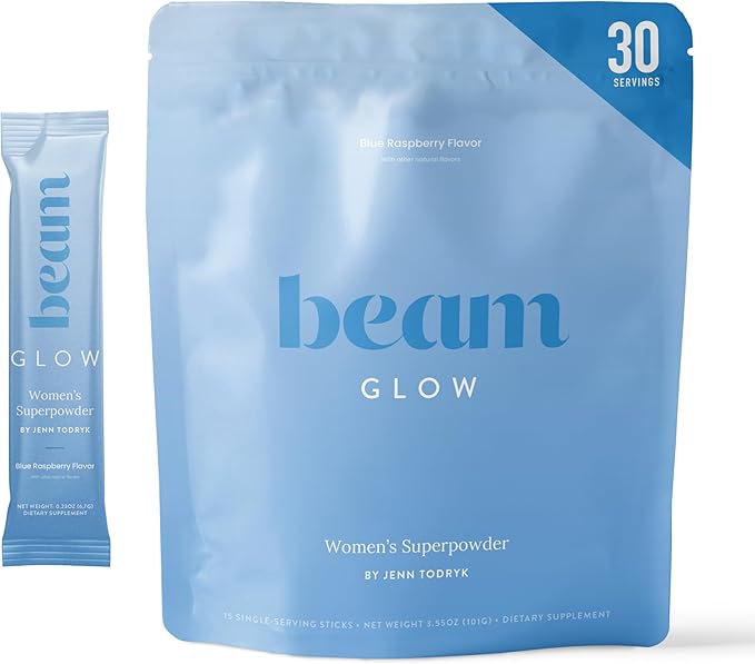 Beam Glow, Hormone Balance for Women, Cortisol Support for Women, Thyroid Support Powder with Selenium, Bromelain and Chasteberry, PMS Relief, Hair Skin & Nails, Health and Wellness Gift, 30 Servings