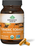 ORGANIC INDIA Turmeric Curcumin with Black Pepper - Organic Turmeric & Curcumin Supplement, Joint & Immune System Support, Whole Root - 60 Capsules