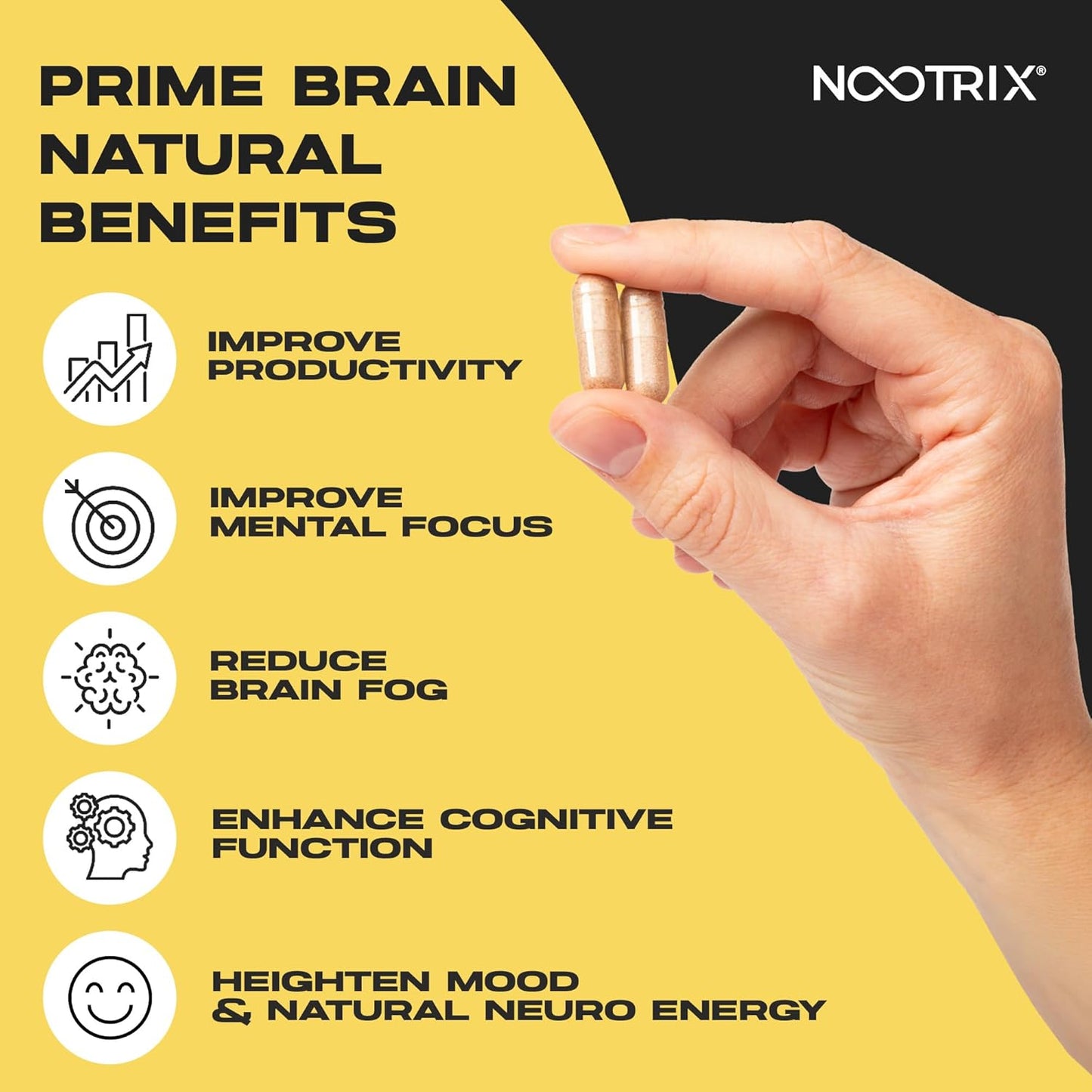 Prime Brain Nootropic Supplement | Supports Memory, Mental Focus, Cognitive Health & Energy | Promotes Healthy Mood & Brain Function | Ginkgo Biloba, Lion's Mane & L Theanine | 180 Capsules