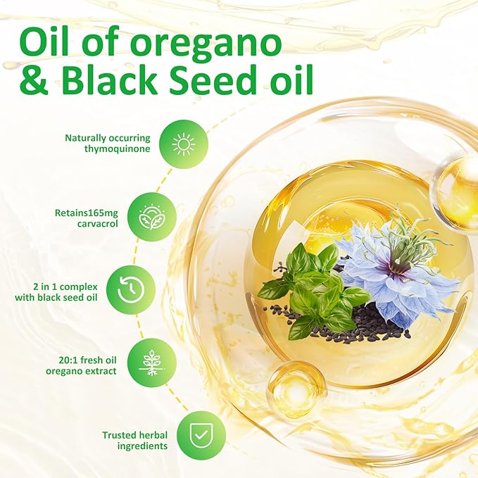 300 Softgels Wild Oregano Oil Capsules Organic Pills of Oregano Softgels Capsules Organic with Black Seed Oil