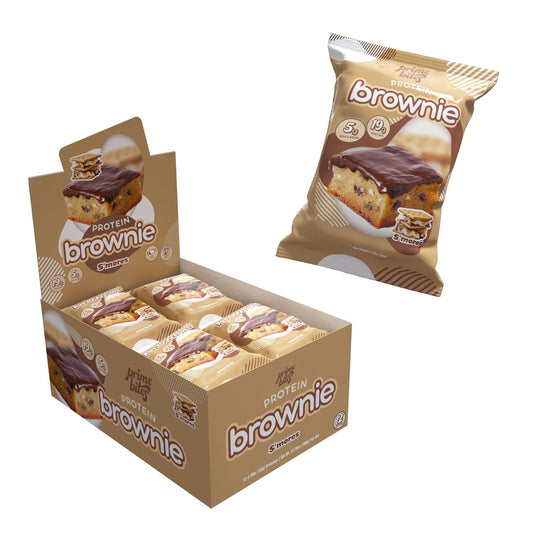 Prime Bites Protein Brownie from Alpha Prime Supplements | High Protein, Collagen Fortified Low Sugar Treat | Delicious Snack | 12 Bars per Box (S'mores)