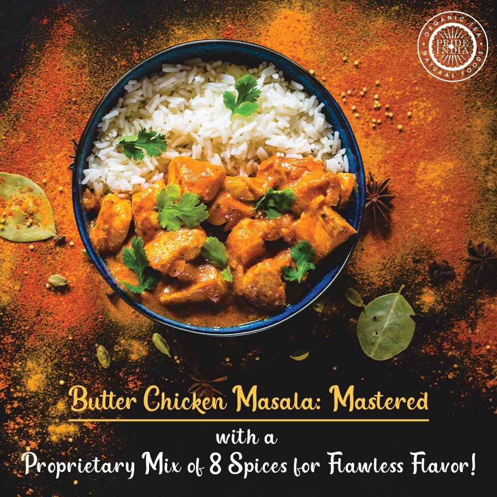 Pride of India | Butter Chicken Kebab Seasoning Marination Spice 1.7 oz (48 gm) Small Dual Sifter Bottle | Gourmet Spice Blend Ideal for Grilling, BBQ & Roasting | Prepare Juicy Kebabs, Chicken, Wraps, Pizza | Vegan, Gluten-Free, Preservatives Free