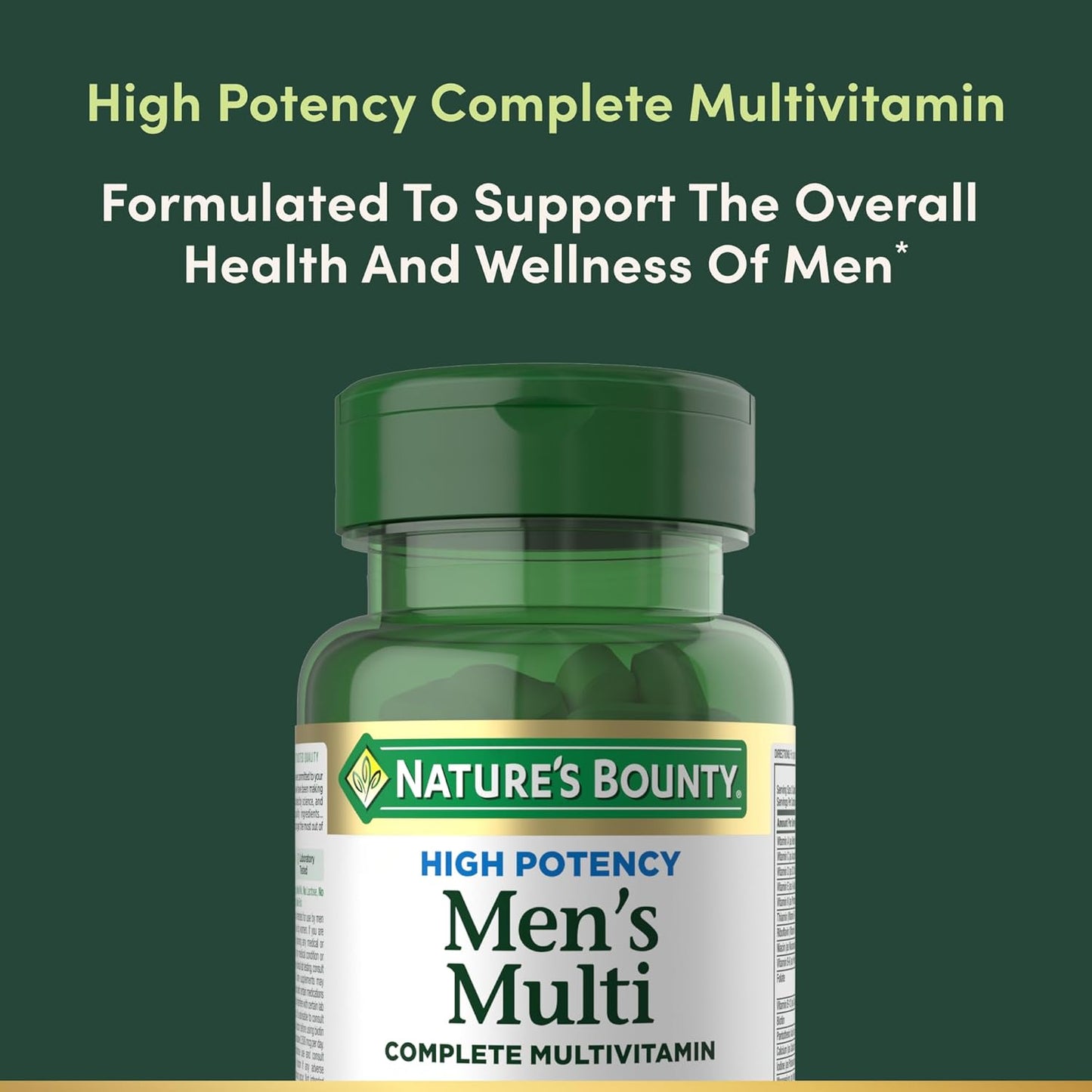 Nature’s Bounty High Potency Men’s Complete Multivitamin, Daily Men’s Health Vitamin for Heart Health and Immune Support, Men's Multivitamin for Strong Bones, Overall Health and Wellness, 100 Capsules