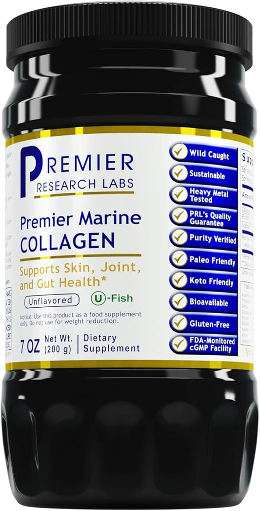 Premier Research Labs Marine Collagen - Marine Collagen Peptides, Hydrolyzed Marine Collagen Powder, Fish Collagen for Women and Men, 5g Collagen Per Serving for Skin, Joint, and Gut Health - 7 Oz