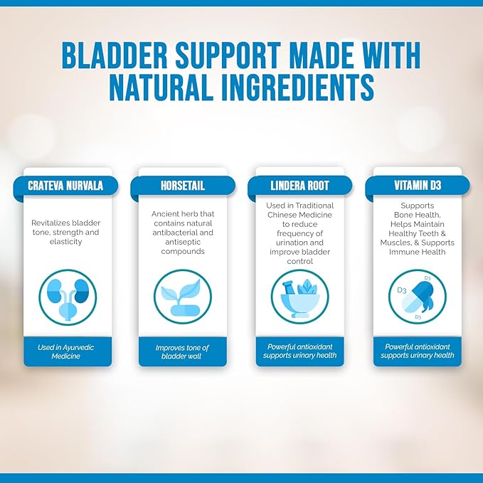 Better Bladder Ultra Control Supplement for Women & Men – Bladder Support Supplement Enhanced with Vitamin D3 to Help Reduce Urinary Leaks, Frequency & Urgency - 60 Count (1 Bottle)