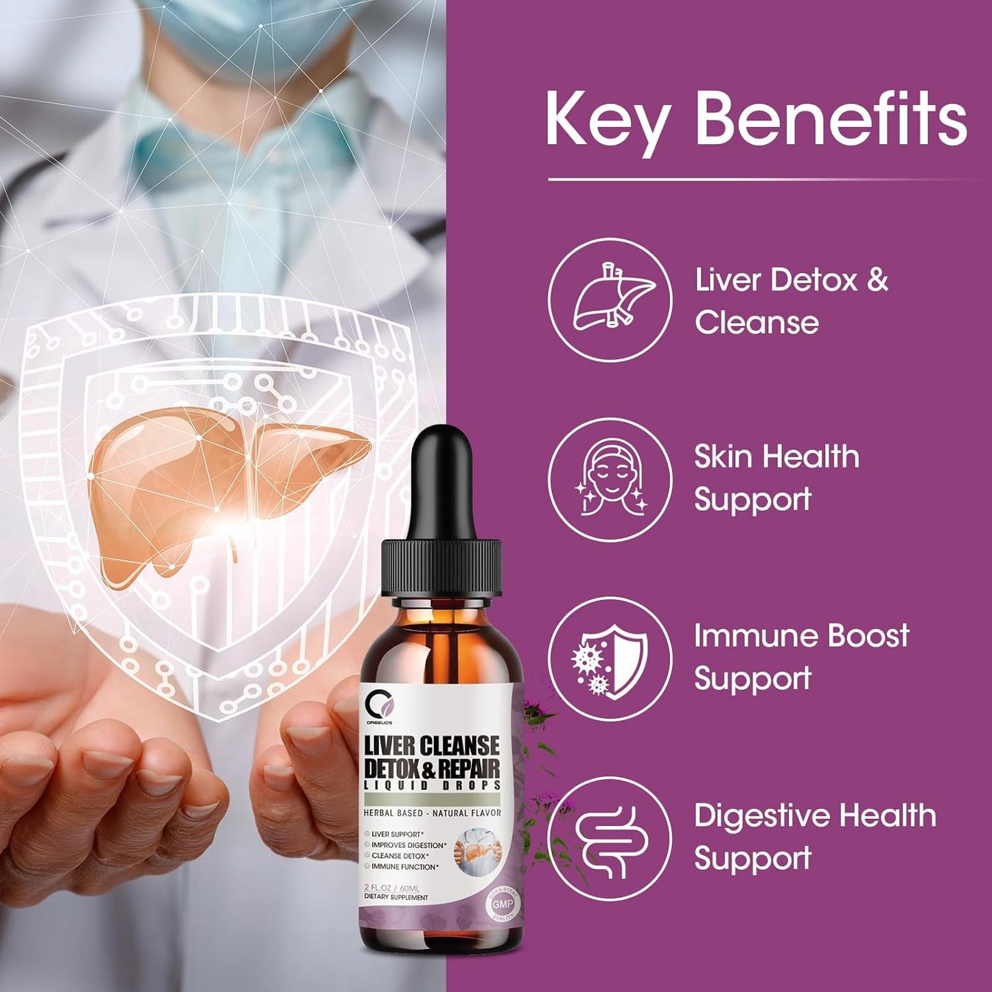 2 Pack Liver Cleanse Detox & Repair Liquid Drops with Milk Thistle, Artichoke Extract, Liver Supplement for Liver Cleanse & Detox, Antioxidant, Digestive Support,Vegan - 4 Fl Oz