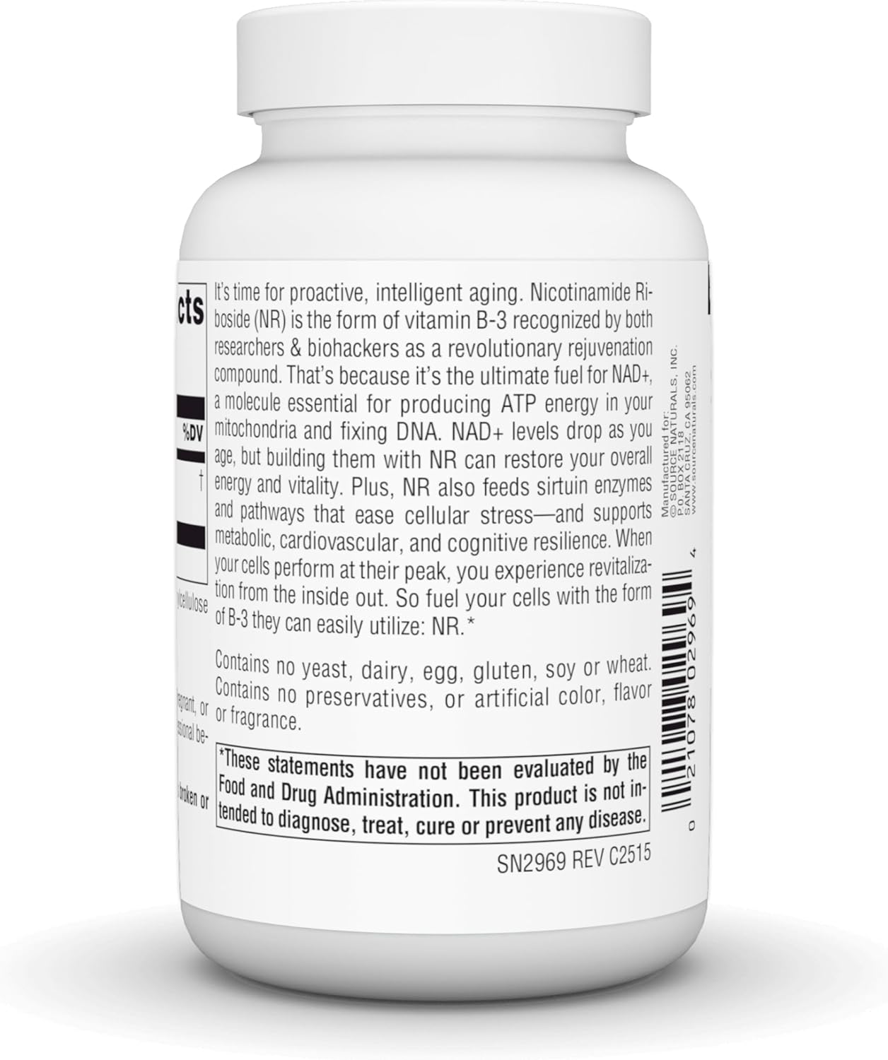 Source Naturals NR, Nicotinamide Riboside, Vegan Dietary Supplement for Mitochondria, Healthy Aging, Cells & Energy*, Premier Fuel for NAD+ Levels, 300 mg - 90 Vegan Capsules