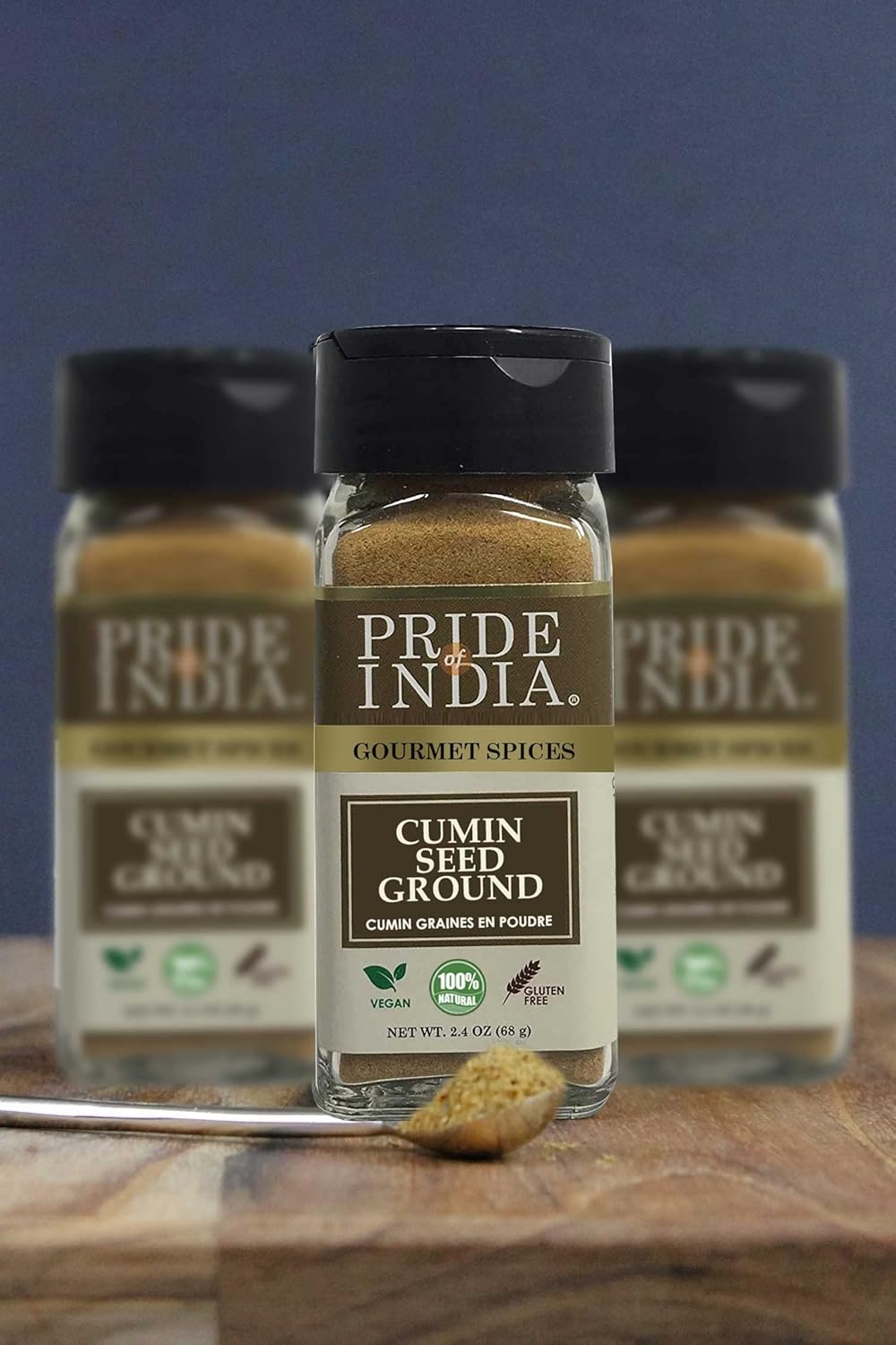 Pride of India – Cumin Seed Ground – Traditional Indian Spice – Seasoning spice for Curries/Lentils/Chicken/Meat – Easy to Use – 2.4 oz. Small Dual Sifter Bottle