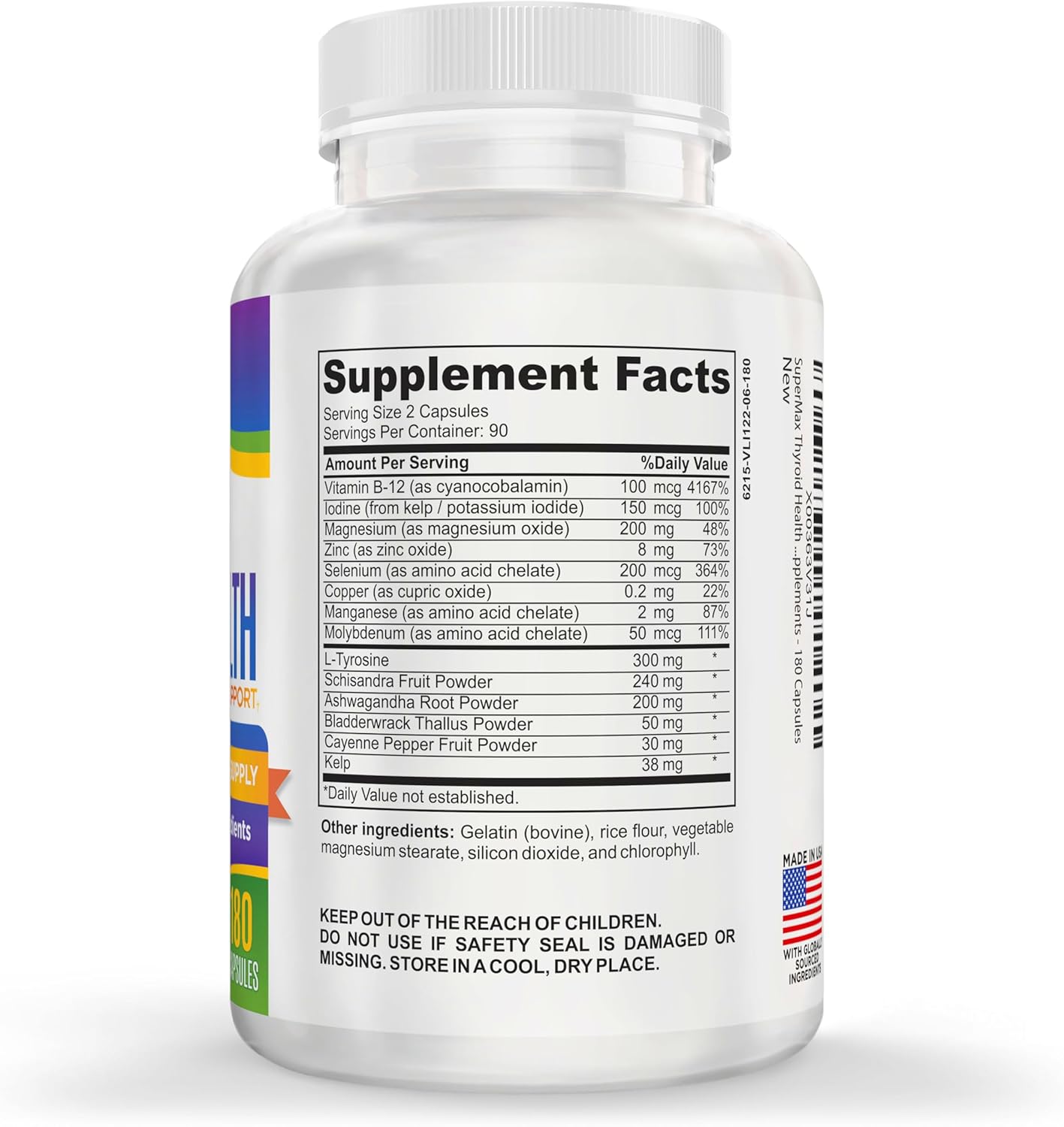 3-Month Thyroid Support Supplement (All-in-1) Formula with 14 Active Ingredients - Natural Thyroid Supplements - Thyroid Health Complex - Thyroid Support for Women & Men | 90-Day Supply | 180 Capsules