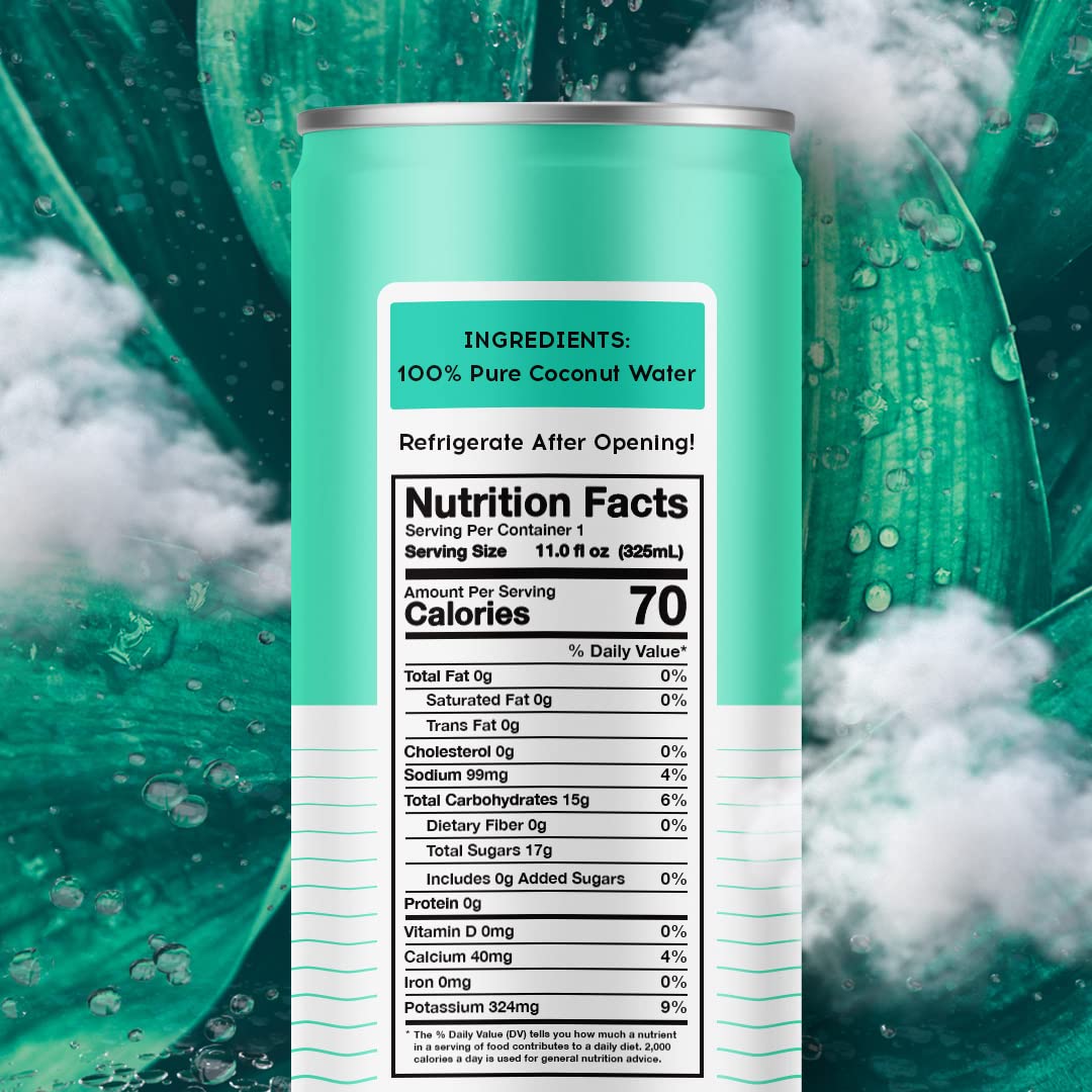 100 Coconuts - 100% Pure Coconut Water - Low Calorie All-Natural Drink with Electrolytes - Naturally Sweet, no preservatives - Non-GMO, 11 fl oz, Pack of 12 (Pure Coconut Water)