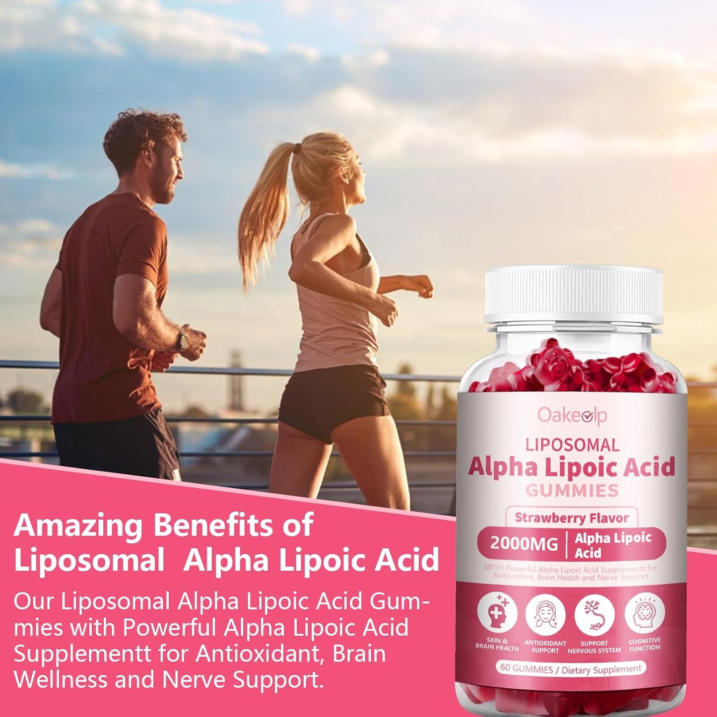 2 Pack Liposomal Alpha Lipoic Acid Gummies 2000mg Gummies,High Potency ALA Complex Biotin & Benfotiamine for Antioxidant, Brain Health and Nerve* Support,Liposomal Enhance 98% Absorption