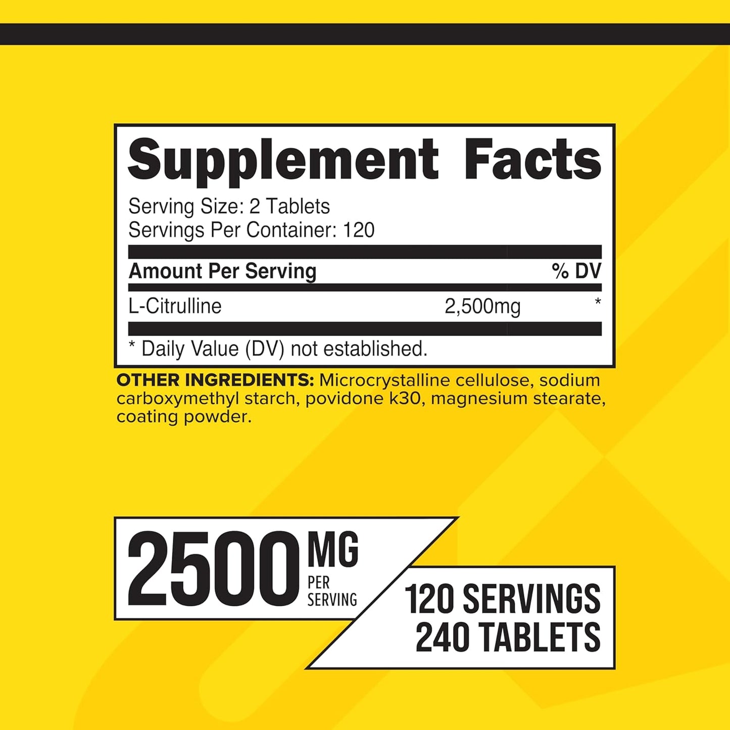 Primaforce L-Citrulline 2500mg, 240 Tablets, 120 Servings