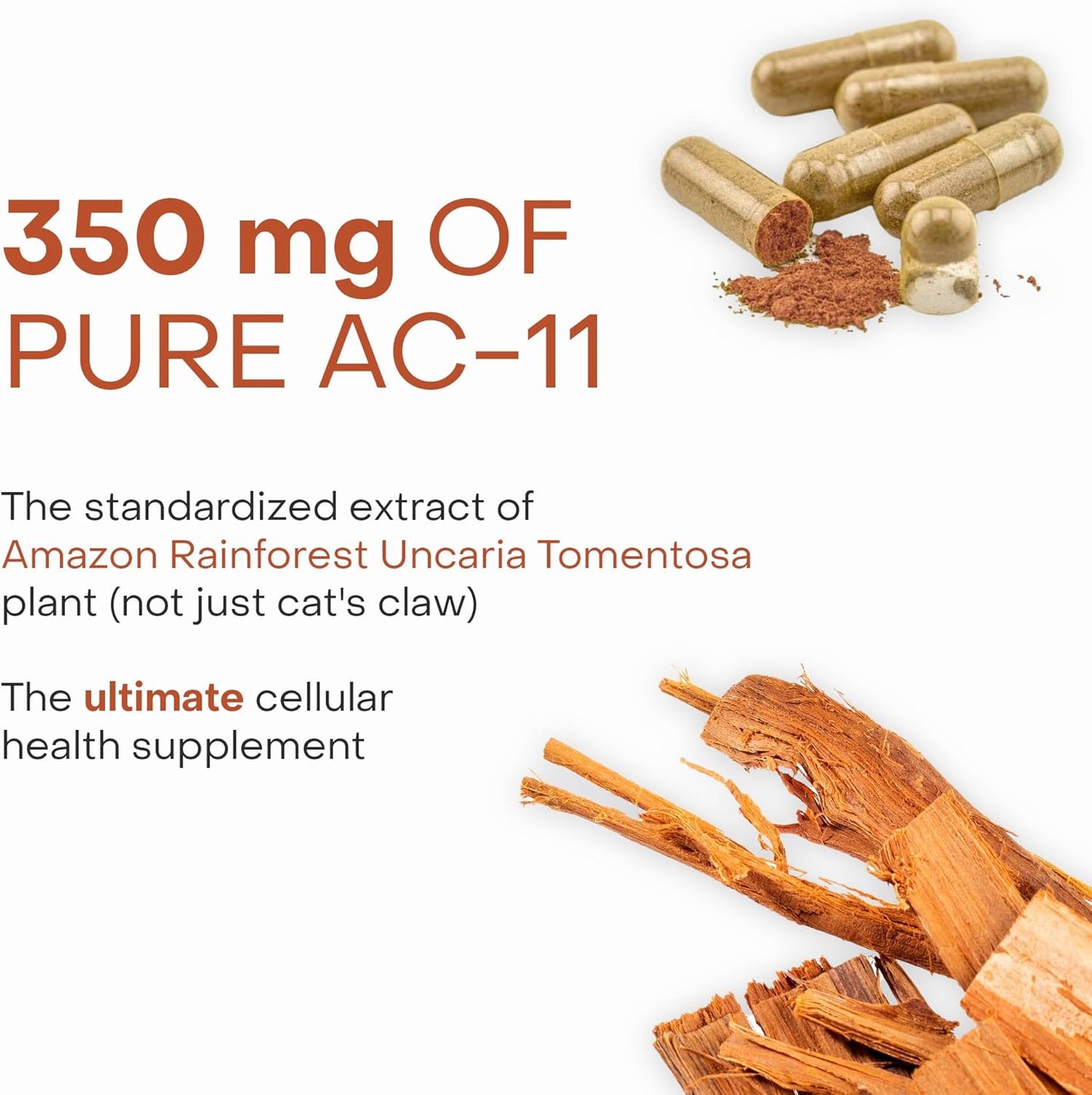 Healthycell Anti-Aging Supplement for DNA Repair and Stem Cell Health, AC-11 - Bioactive Extract of Uncaria Tomentosa (Cat’s Claw) Supports a Healthy Immune System - Vegan, Soy-Free & Gluten-Free