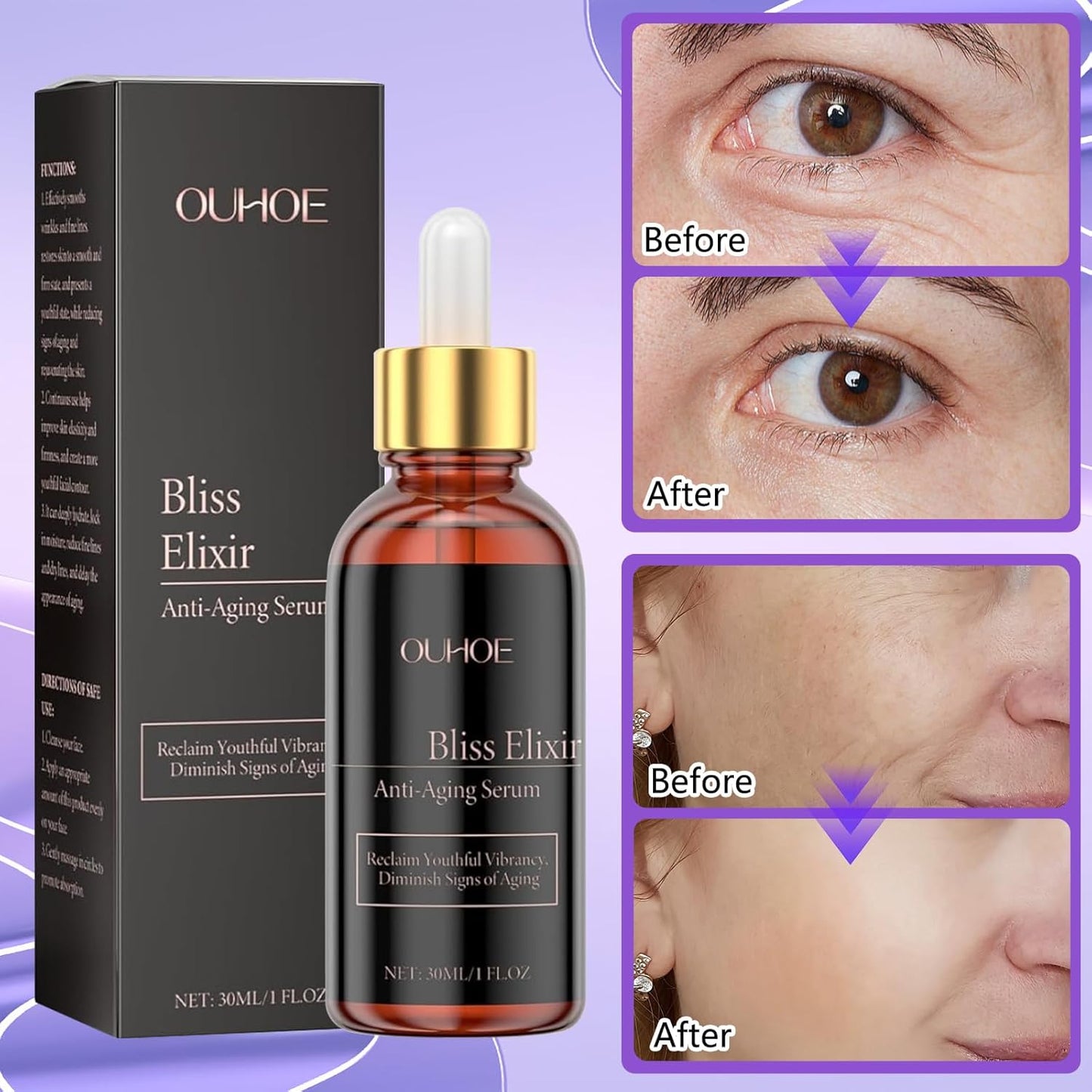 2pc Facial Serum with Glycerin and Peptides - Formula to Help Reduce Appearance of Fine Lines, Improves Skin Elasticity, Anti-Aging Serum for Face, Hydrating & Firming Face Serum