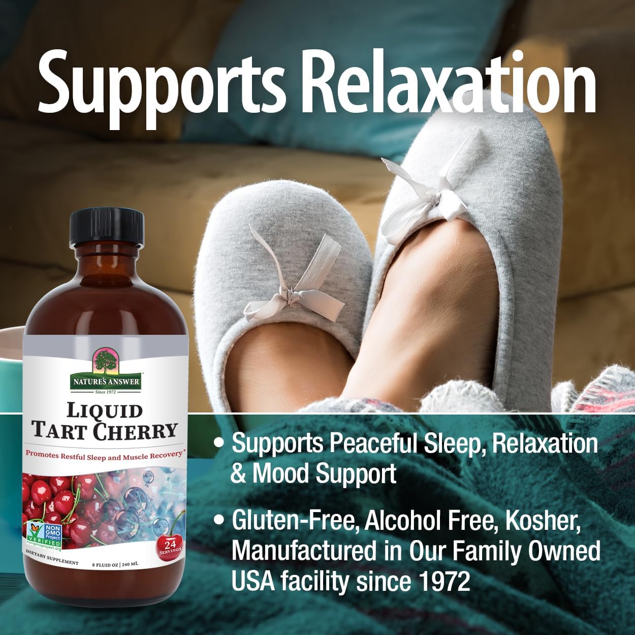 Nature's Answer Tart Cherry 8 Ounce Liquid | Promotes Recovery & Sleep | Rich in Anthocyanins | Non GMO | Gluten Free | Vegan