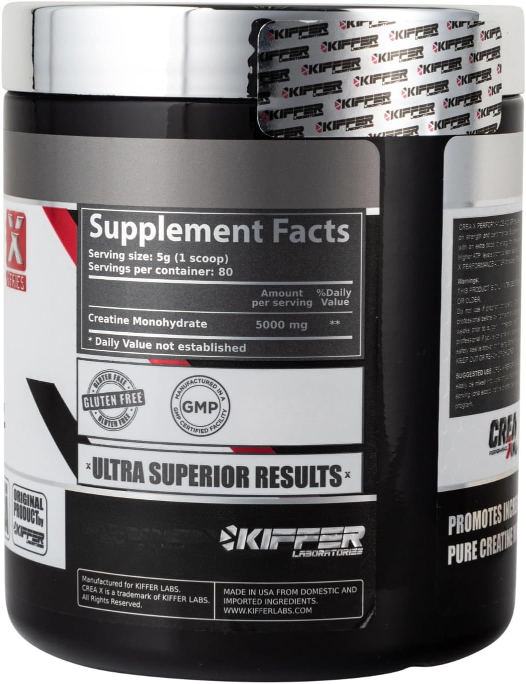 Kiffer Labs CreaX Creatine Monohydrate Powder, 400 g (80 Serving), Pure Creatine for Muscle Growth & Strength, Pre‑Workout | Unflavored, NSF‑Quality, Micronized Monohydrate
