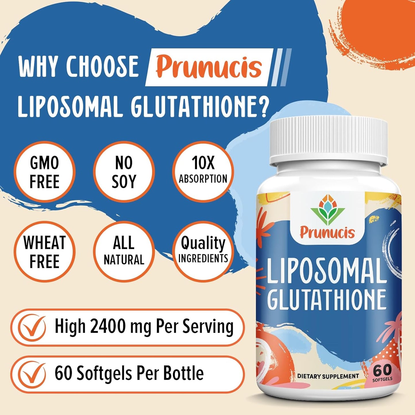 2400MG Liposomal Glutathione, with Vitamin C, Milk Thistle & Alpha-Lipoic Acid, Master Antioxidants, Pure Reduced L-Glutathione - Immune System, Cell Repair, Energy, High Absorption, 360 Softgels