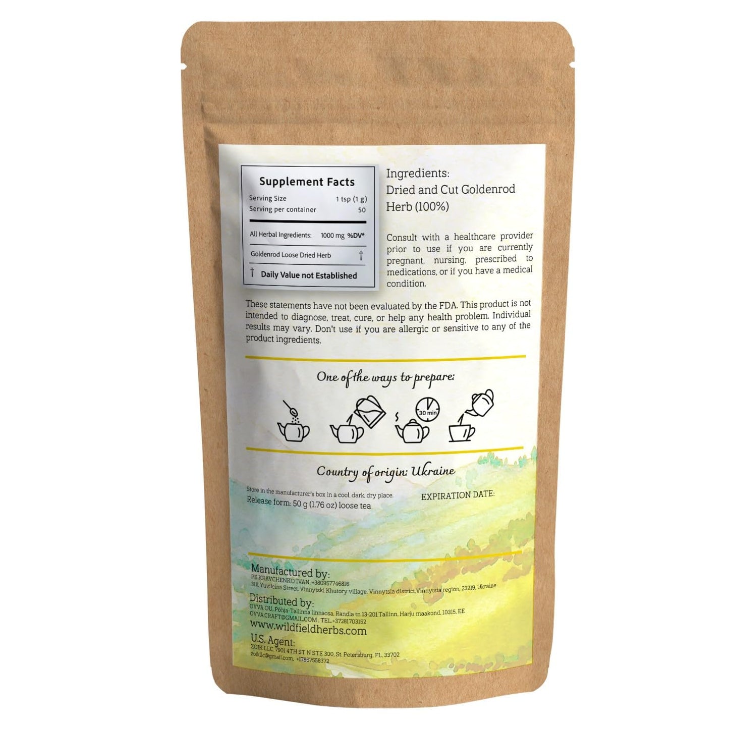 1.8 oz. Goldenrod Tea Herb Golden Root (Solidago Virgaurea L.) - 50g Dried Golden Rod Herbs Herbal Tea